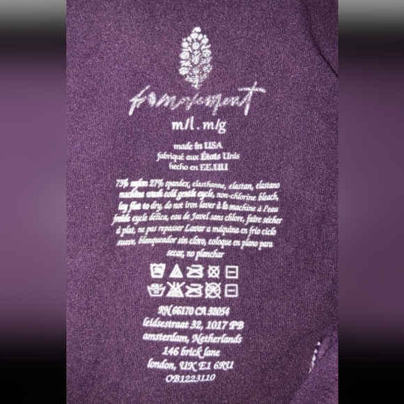 NWOT!!!! Free People Movement Good Karma Onesie Black cherry Size M/L - Picture 5 of 9